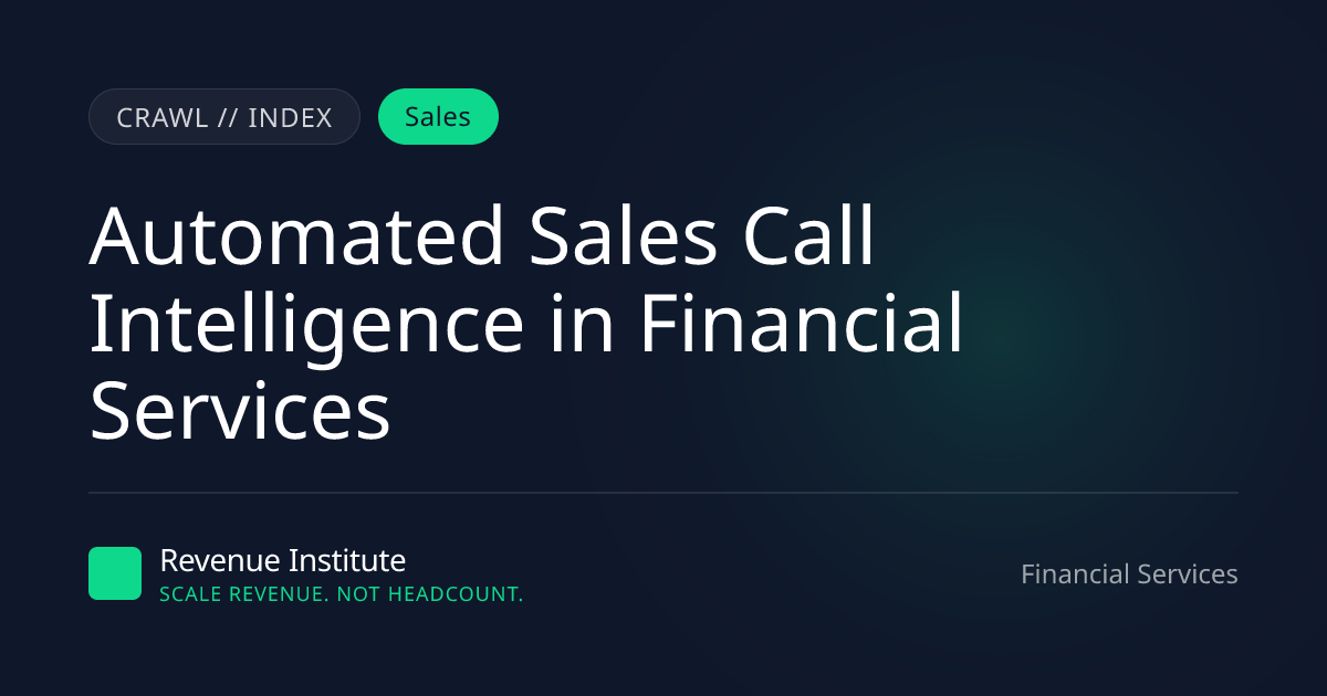 AI Sales Call Intelligence for Financial Services | RI